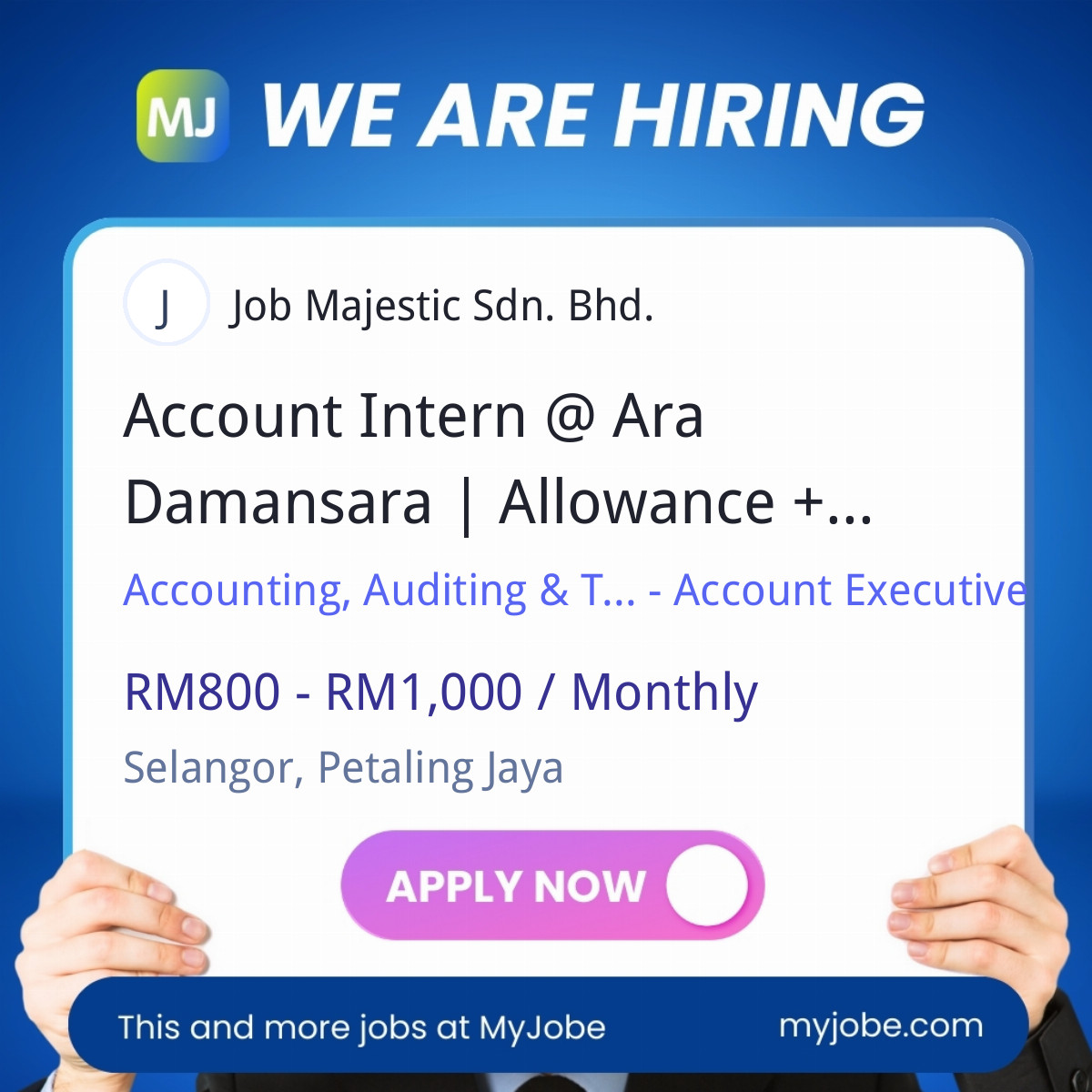 Account Intern @ Ara Damansara | Allowance + 5 Mins from LRT Station