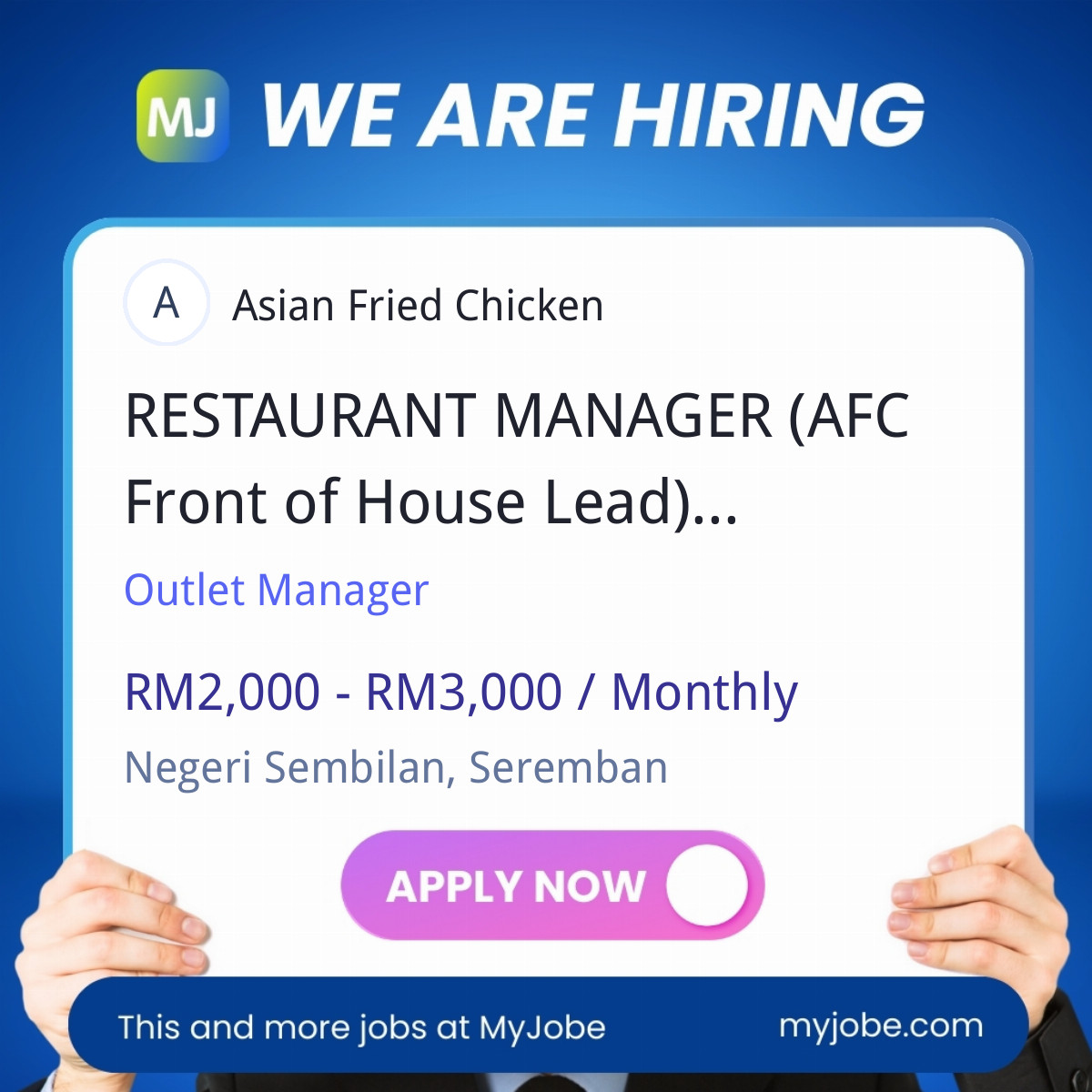 RESTAURANT MANAGER (AFC Front of House Lead)  - Seremban 2 Heights