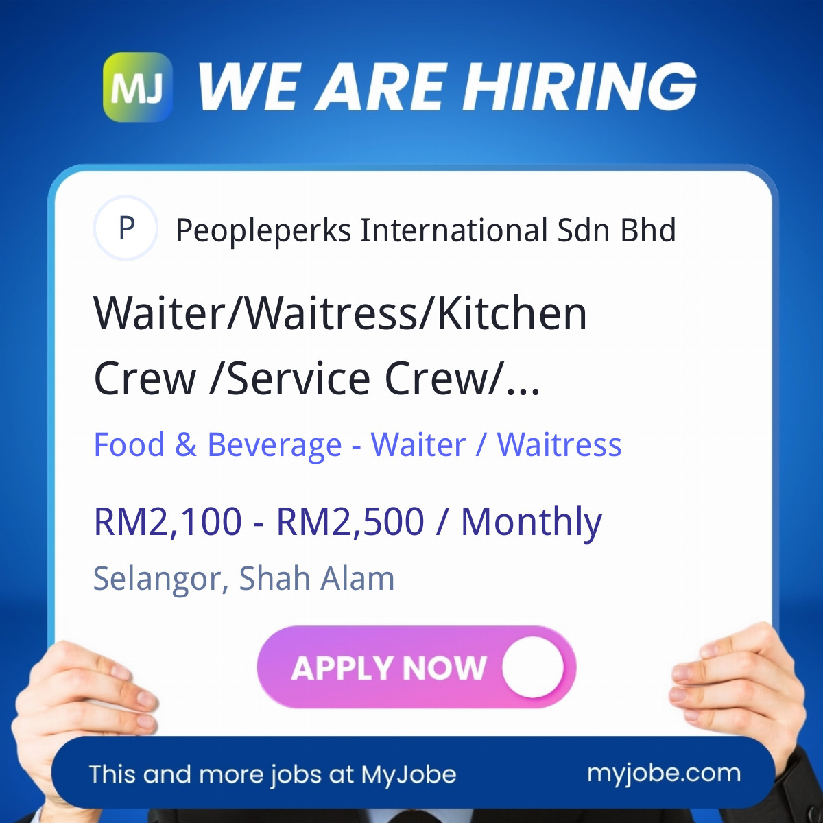 Waiter/Waitress/Kitchen Crew /Service Crew/ Barista (Full Time) Urgent Hiring! Sunsuria Setia Alam
