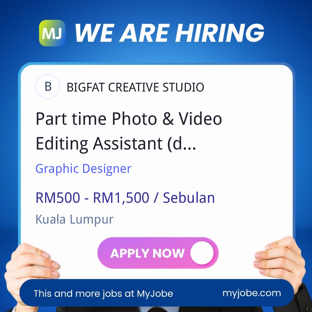 Part time Photo & Video Editing Assistant  (degree not required )