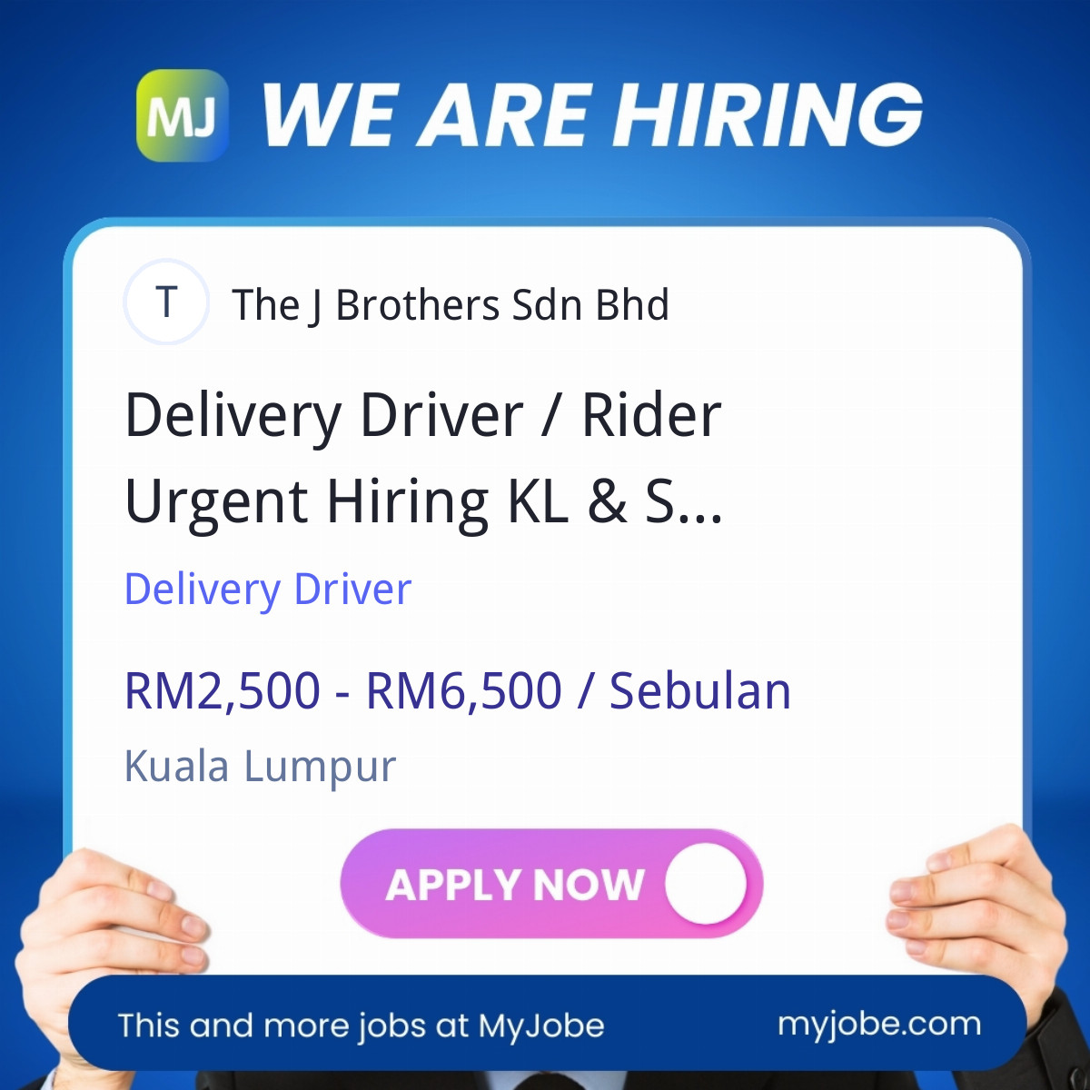 Delivery Driver / Rider Urgent Hiring KL & Selangor & Johor