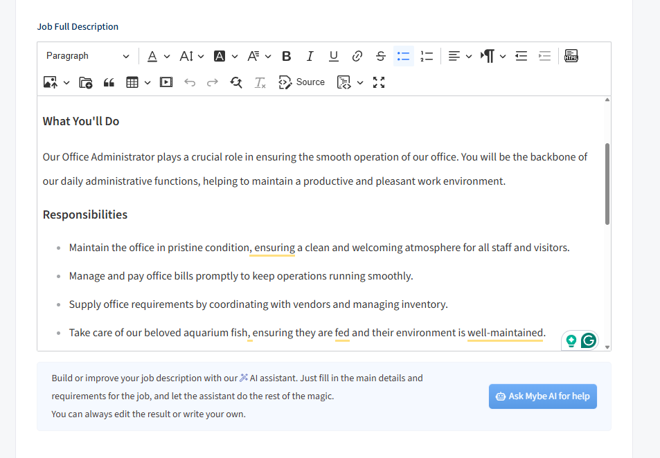 AI Job description